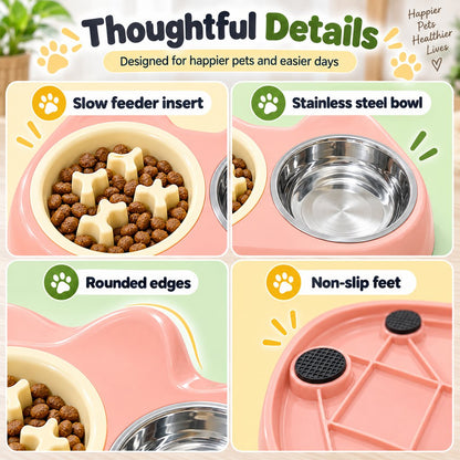 2-in-1 Cat Ear Bowl – Slow Feeder or Double Bowl