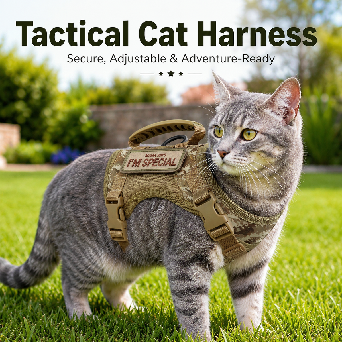 Tactical Cat Harness & Leash – Escape-Resistant Walks