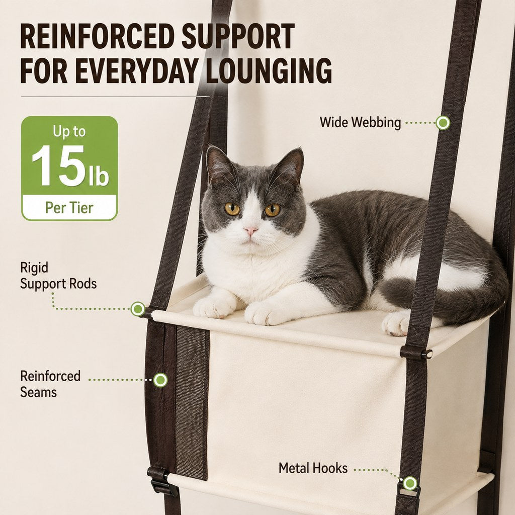 Door-Mounted Cat Tree – 3-Tier Space Saver