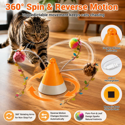 360° Magnetic Rotating Cat Teaser – Hands-Free Play