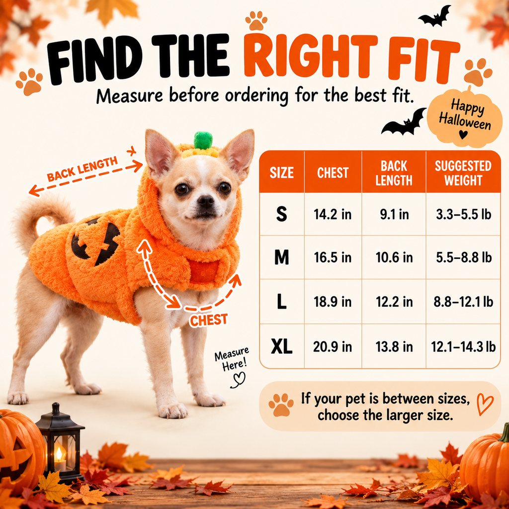 3D Pumpkin Dog Costume – Plush Jack-O'-Lantern