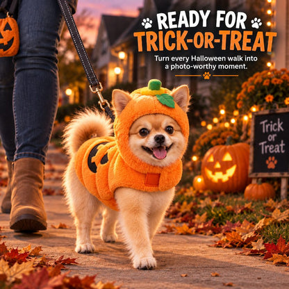 3D Pumpkin Dog Costume – Plush Jack-O'-Lantern