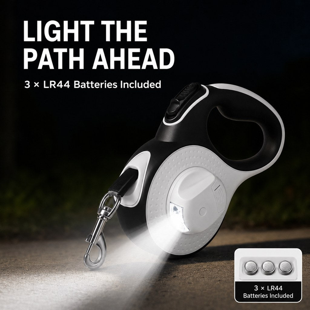 LED Retractable Dog Leash – Built-In Path Light