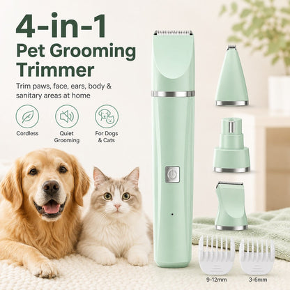 4-in-1 Cordless Pet Trimmer – Quiet At-Home Touch-Ups