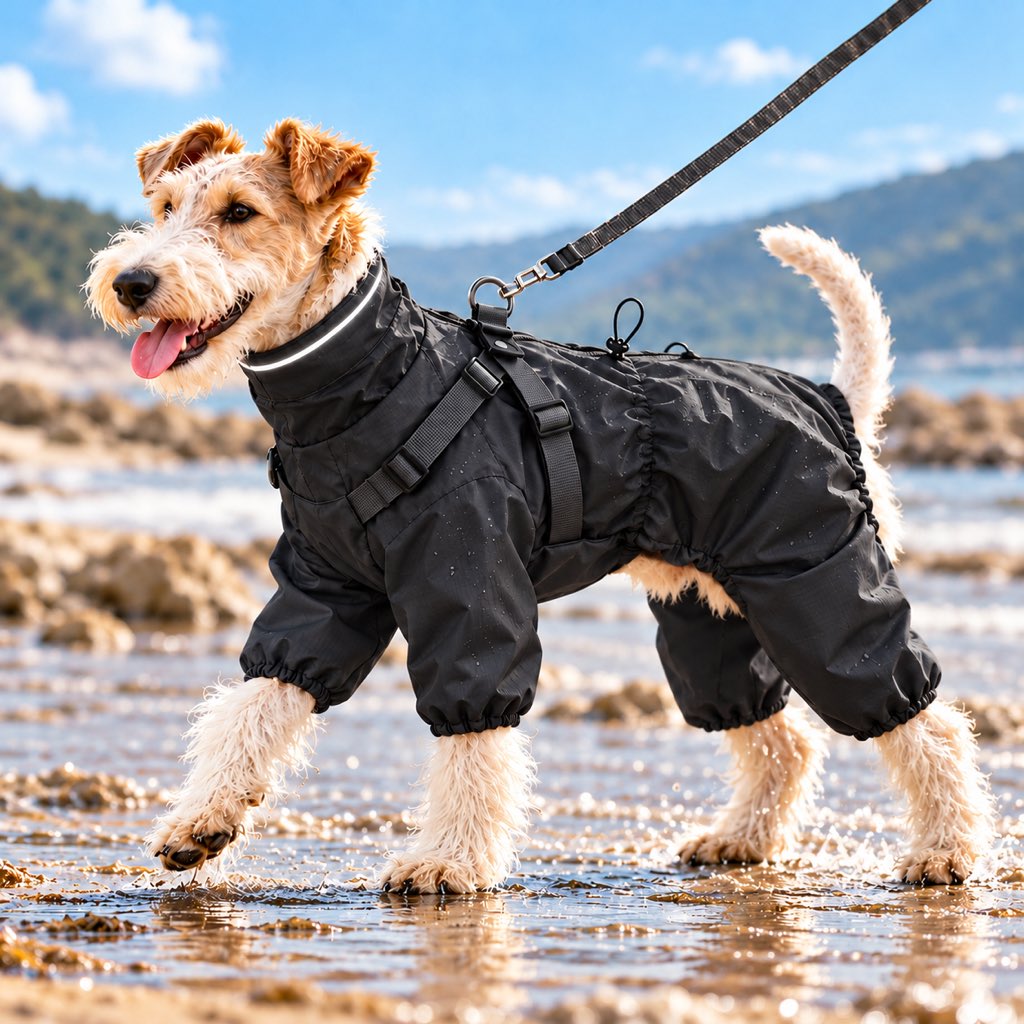 Waterproof 4-Leg Dog Raincoat – Built-In Harness