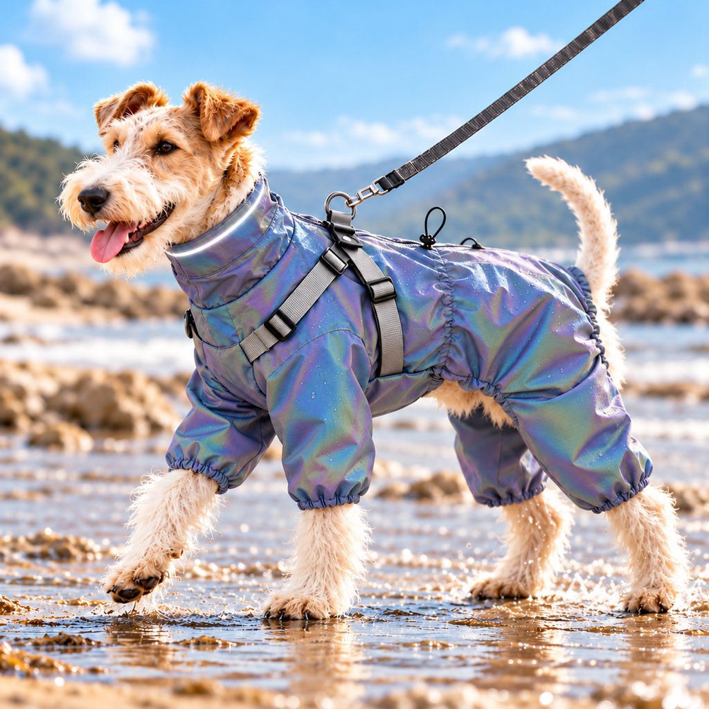 Waterproof 4-Leg Dog Raincoat – Built-In Harness