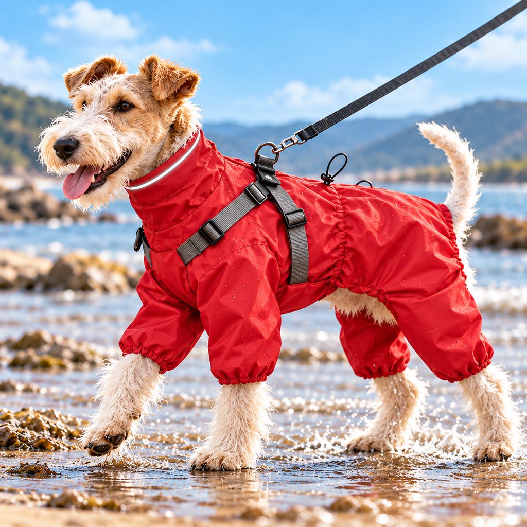 Waterproof 4-Leg Dog Raincoat – Built-In Harness