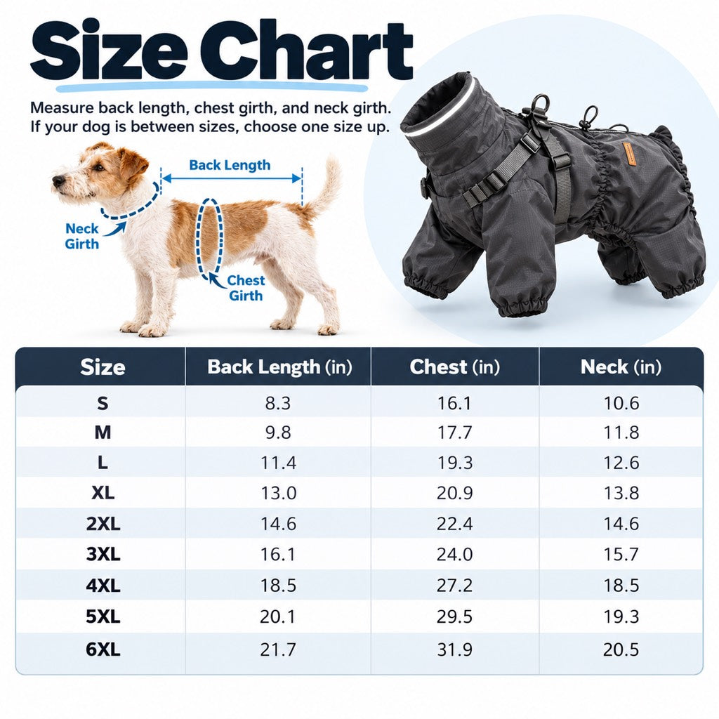Waterproof 4-Leg Dog Raincoat – Built-In Harness