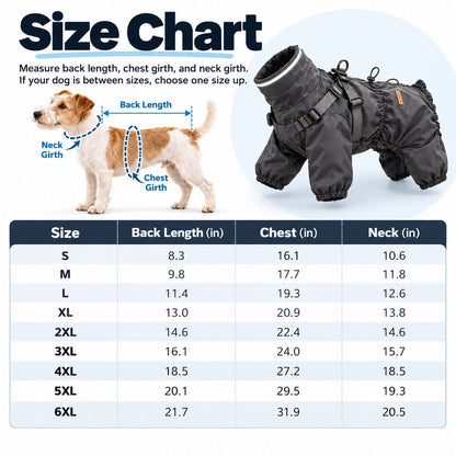 Waterproof 4-Leg Dog Raincoat – Built-In Harness