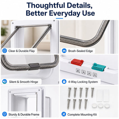 4-Way Locking Cat Door – Free Access, No Scratched Doors