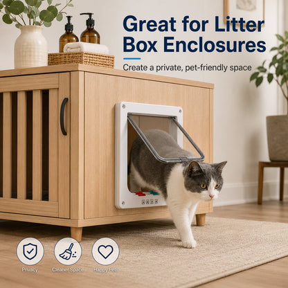 4-Way Locking Cat Door – Free Access, No Scratched Doors