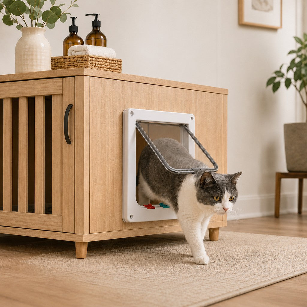 4-Way Locking Cat Door – Free Access, No Scratched Doors