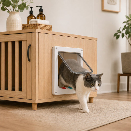 4-Way Locking Cat Door – Free Access, No Scratched Doors