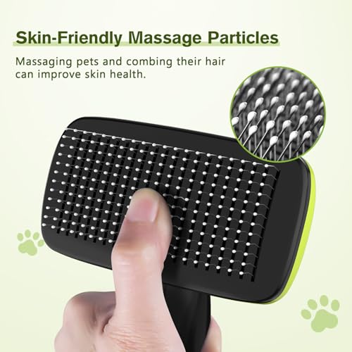 Pecute Dog & Cat Brush, Self Cleaning Slicker Grooming Comb with Round Pins