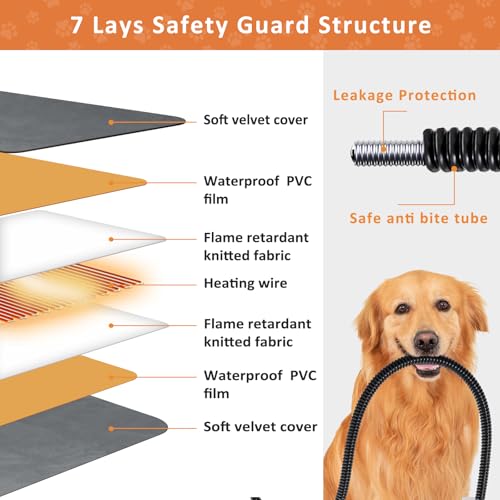Pet Heating Pad Electric, 45 * 45cm, Timer&Temperature Adjustable
