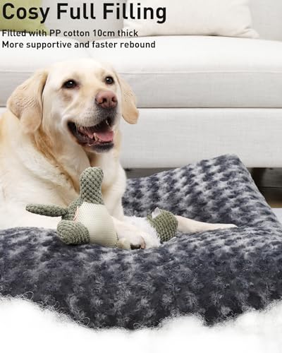 KSIIA Large Dog Bed Washable, Calming Pet Crate Mattress, 90x60x8 Dark Grey