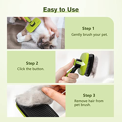 Pecute Dog & Cat Brush, Self Cleaning Slicker Grooming Comb with Round Pins