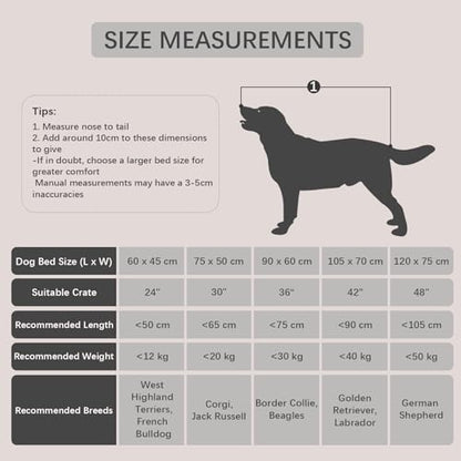 Jaspuriea Medium Dog Bed Washable, Dog Crate Mattress, Grey, 75x50x7cm