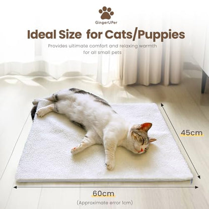 Self-Heating Thermal Pet Pad, Cat Blankets for Indoor Outdoor, Pet Pads with Removable and Washable Cover, Self-Warming Winter Pet Bed Mat Blanket for Cat Rabbits Puppies Kittens 60x 45 cm