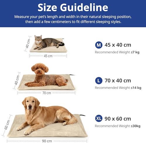 NICREW Pet Heating Pad, Temperature Adjustable, 45 x 40 cm, 55W Max, Khaki