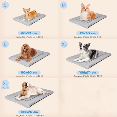 Baodan Washable Dog Bed, Plush Pet Mat Cushion 90x60cm Grey