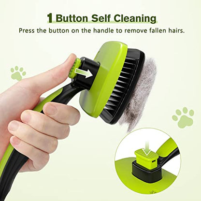 Pecute Dog & Cat Brush, Self Cleaning Slicker Grooming Comb with Round Pins