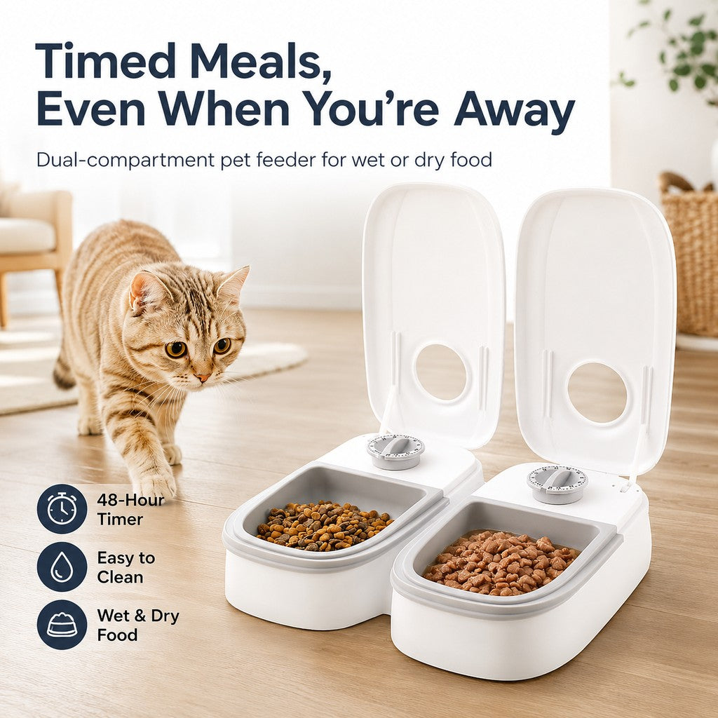 48-Hour Timed Pet Feeder – Scheduled Meals While Away