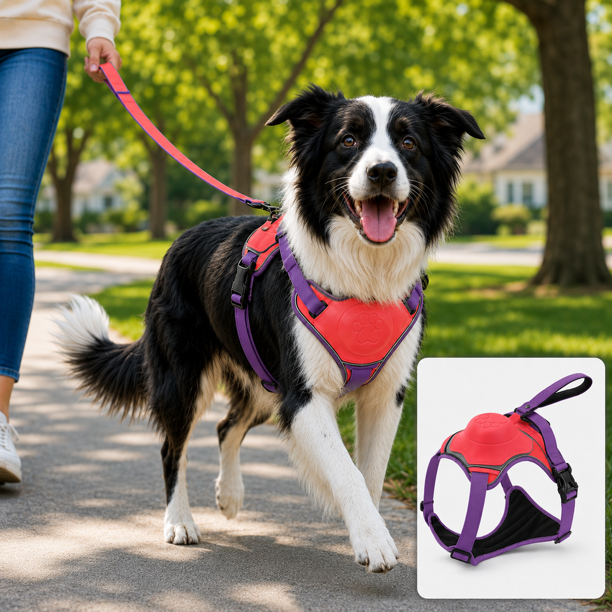 No-Pull Harness with Built-In Leash – Reflective & Safe