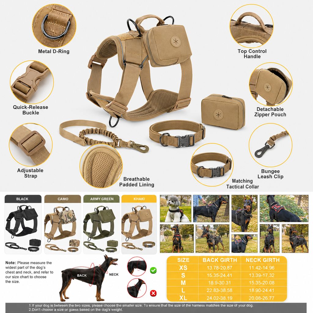 5-Piece Tactical Dog Harness Set – Control for Strong Dogs