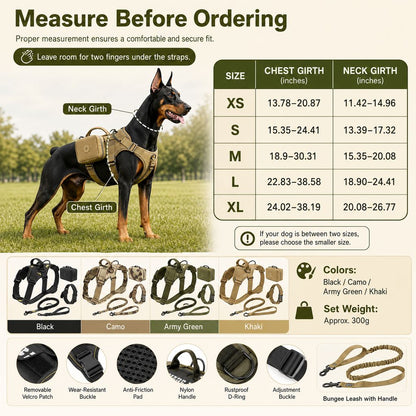 5-Piece Tactical Dog Harness Set – Control for Strong Dogs
