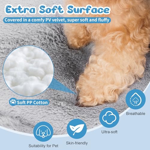 Baodan Washable Dog Bed, Plush Pet Mat Cushion 90x60cm Grey