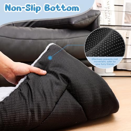 Baodan Washable Dog Bed, Plush Pet Mat Cushion 90x60cm Grey