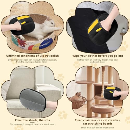 2PCS Pet Hair Remover Glove, Static Pet Hair Removal Glove, Dual-Sided Grooming Gloves, Static Removal Gloves For Dogs & Cats, Reusable Deshedding Pet Glove For Furniture, Bed, Carpet, Clothes,Sof