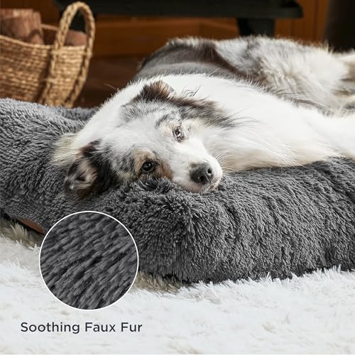 Bedsure XL Dog Crate Bed Washable, Fluffy Mattress, 104x69cm, Dark Grey