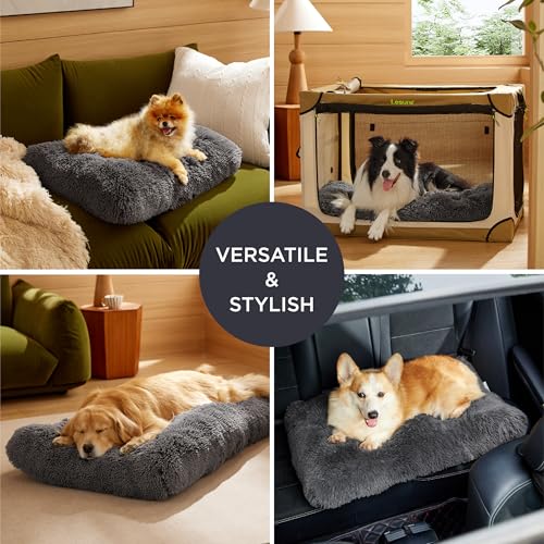 Bedsure XL Dog Crate Bed Washable, Fluffy Mattress, 104x69cm, Dark Grey