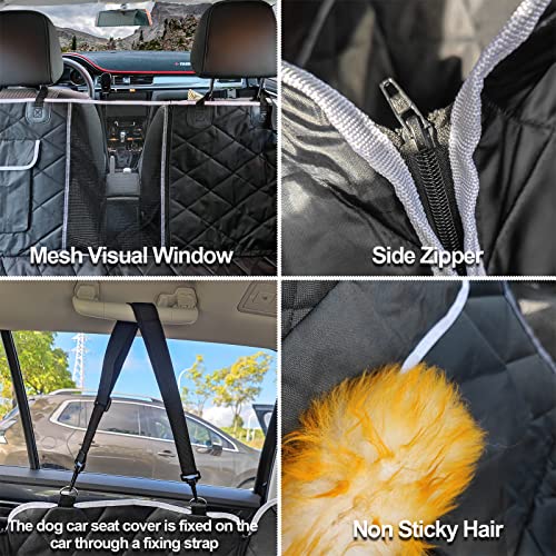 Dog Car Seat Cover, Waterproof with Mesh Window And Storage Pocket