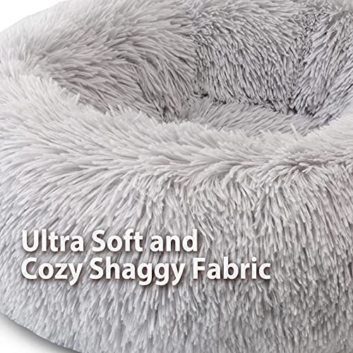 Enjamoy Plush Donut Cat Bed Calming Dog Bed Small, Grey 50cm