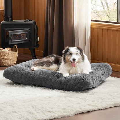 Bedsure XL Dog Crate Bed Washable, Fluffy Mattress, 104x69cm, Dark Grey