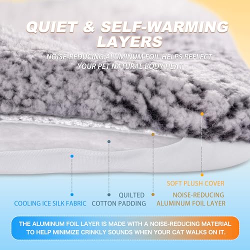 Self Warming Cat Bed, Reversible Cooling Mat for Cats, Gray, 46 x 61 cm