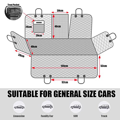Dog Car Seat Cover, Waterproof with Mesh Window And Storage Pocket