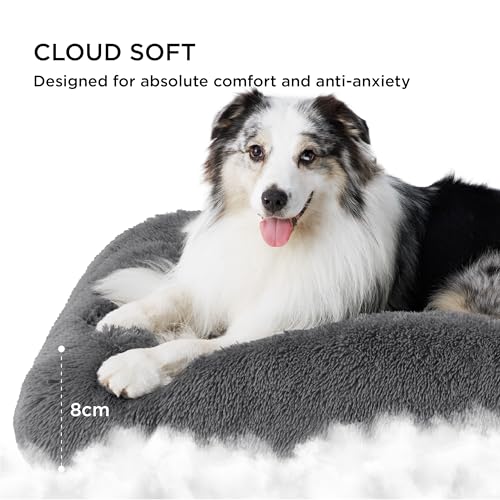 Bedsure XL Dog Crate Bed Washable, Fluffy Mattress, 104x69cm, Dark Grey