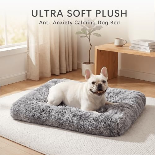 Jaspuriea Medium Dog Bed Washable, Dog Crate Mattress, Grey, 75x50x7cm