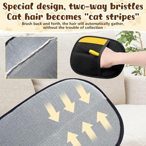 2PCS Pet Hair Remover Glove, Static Pet Hair Removal Glove, Dual-Sided Grooming Gloves, Static Removal Gloves For Dogs & Cats, Reusable Deshedding Pet Glove For Furniture, Bed, Carpet, Clothes,Sof