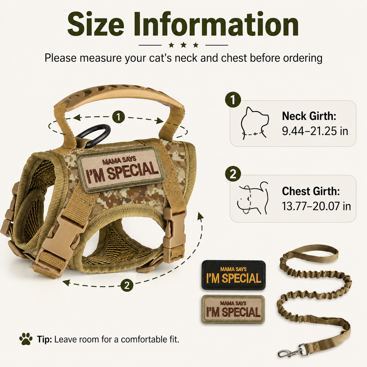 Tactical Cat Harness & Leash – Escape-Resistant Walks