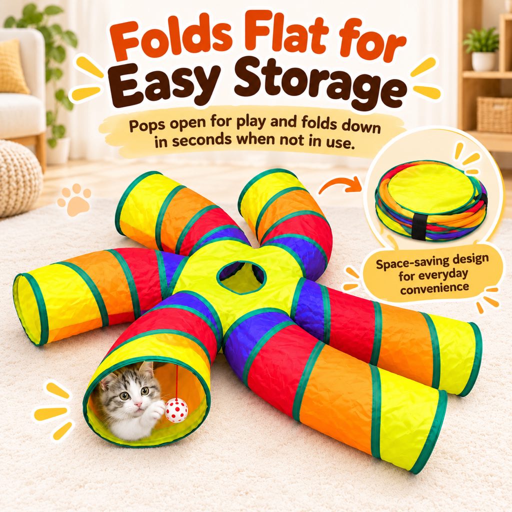 6-Way Cat Tunnel – Hanging Toy Ball