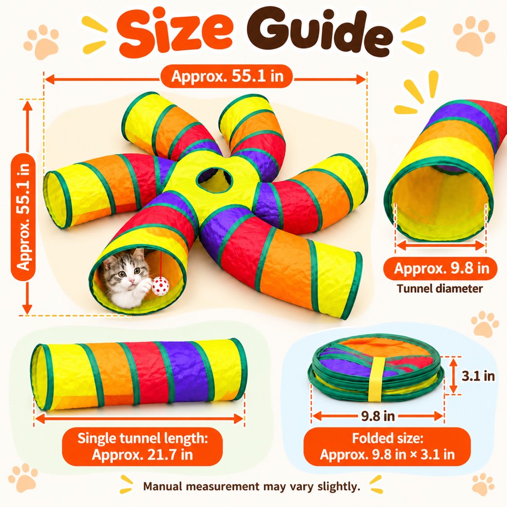 6-Way Cat Tunnel – Hanging Toy Ball