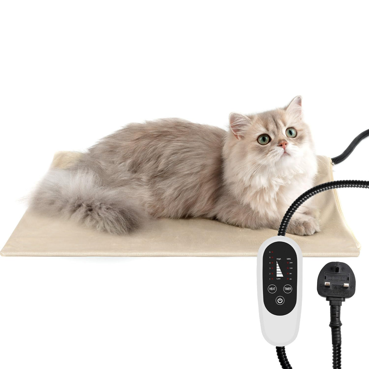 NICREW Pet Heating Pad, Temperature Adjustable, 45 x 40 cm, 55W Max, Khaki