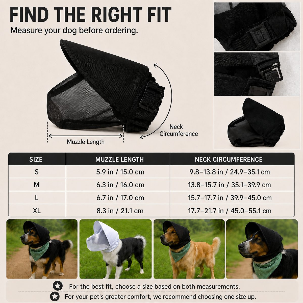 Anti-Scavenging Dog Muzzle – Breathable Mesh Hood