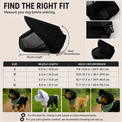 Anti-Scavenging Dog Muzzle – Breathable Mesh Hood