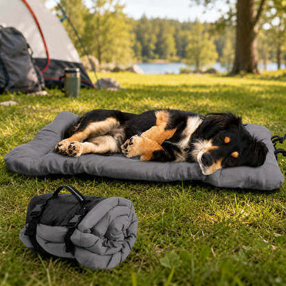 Roll-Up Outdoor Dog Bed – Clean Rest for Camping & Car